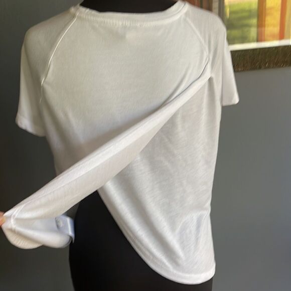 J. Crew white overlapping petalback crewneck short sleeve tee. Small. - Picture 4 of 5